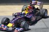 Mark Webber saliendo de los boxes de Red Bull
